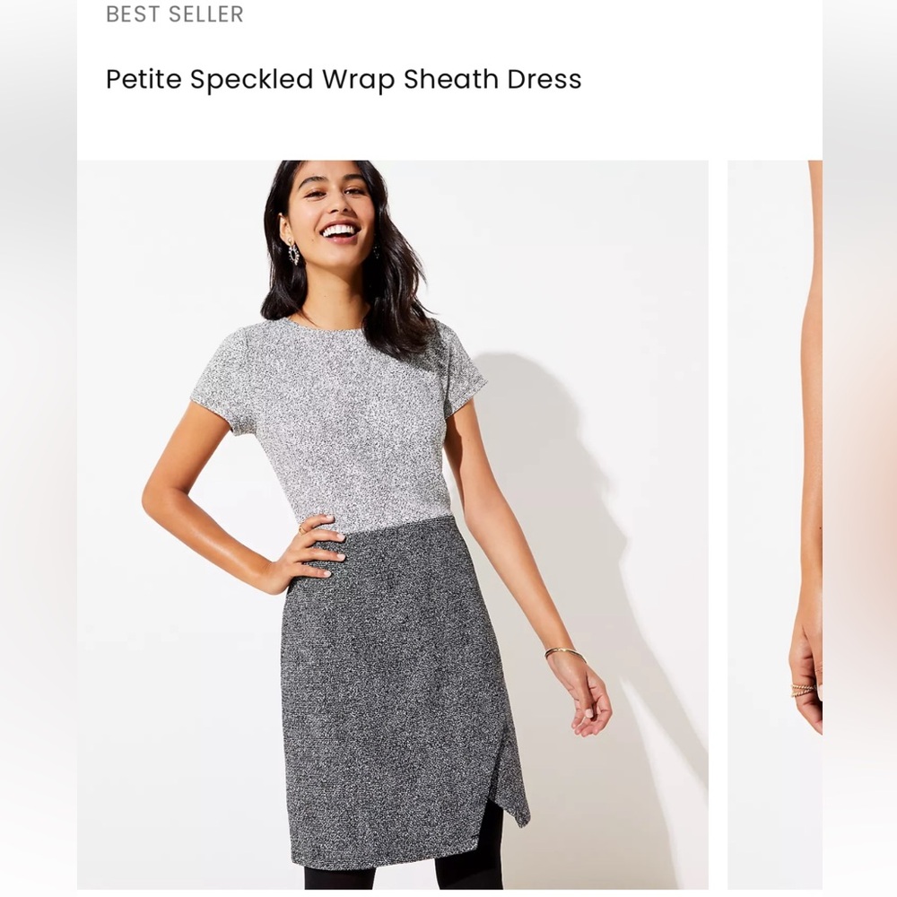 LOFT 2P Petite Speckled Wrap Sheath Dress